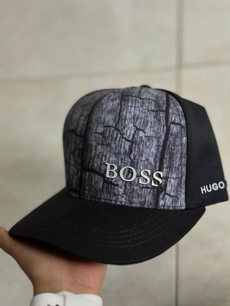 Gorra negra gris agrietada bordado BOSS Hugo