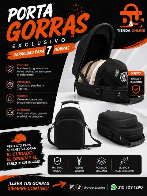 Porta Gorras Exclusivo D&Y, capacidad para 7 gorras, protege, organiza y es seguro